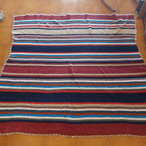 Handmade wool knitted blanket 1.60 × 1.75 m