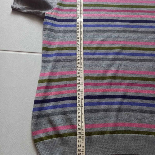 Women's knitted striped sweater like new, gray base with colorful stripes