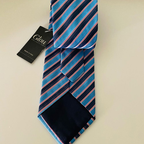 Glou tie new 100% silk blue turquoise