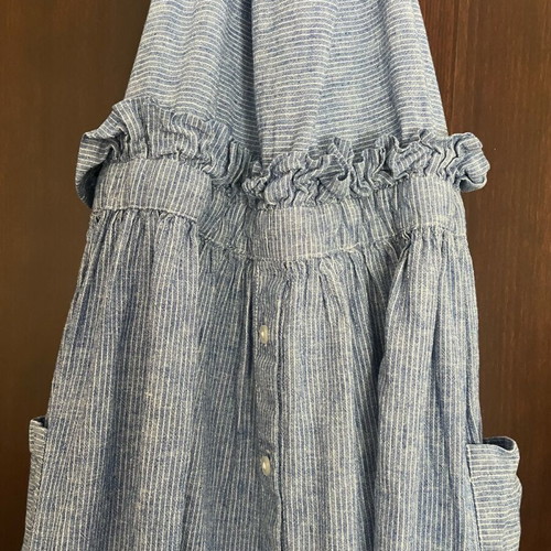 Mango dress like new, cotton with linen, backless, blue