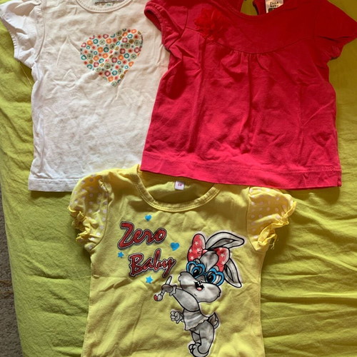 Short-sleeve shirts used, pack of 3 for baby girl up to 6 months