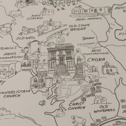 Original Serifos map new on watercolor paper