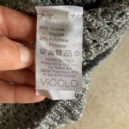 Vicolo crochet top like new, grey with silver thread, size L