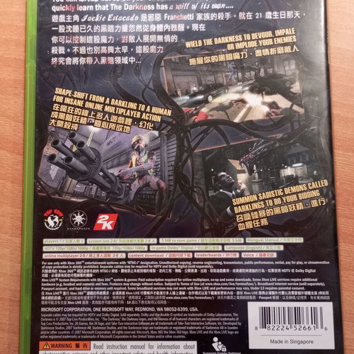 The Darkness Xbox 360 game used with manual