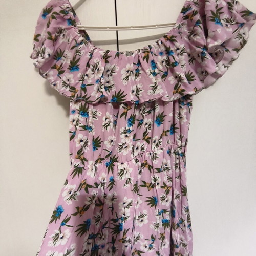 Summer floral dress like new, pink, with slit