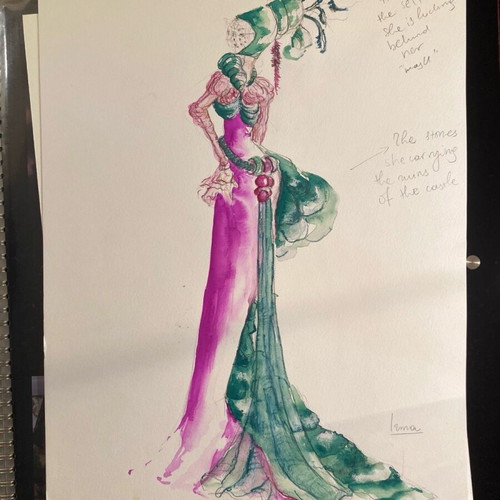 Theatrical costume design used, watercolor on A3 paper