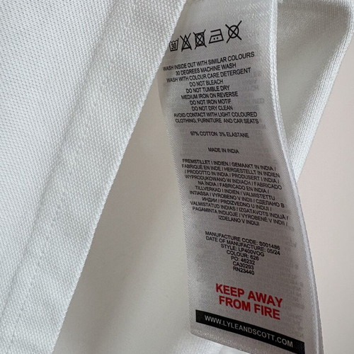 Lyle & Scott long sleeve polo shirt, size M, white