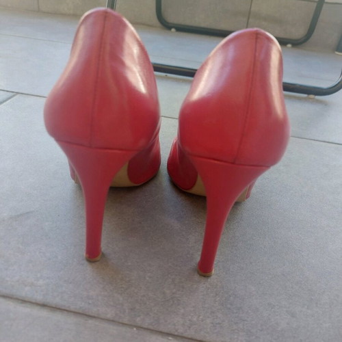 Makis Kotris red high leather pumps used, size 37