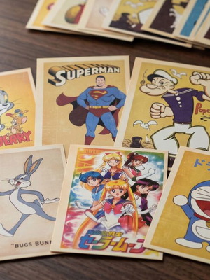 Collectible set of 32 vintage cartoon and anime postcards