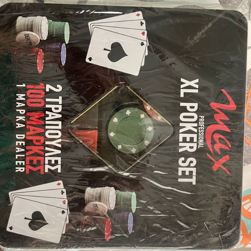 Max Professional XL Poker Set new, 2 decks, 100 chips, dealer chip