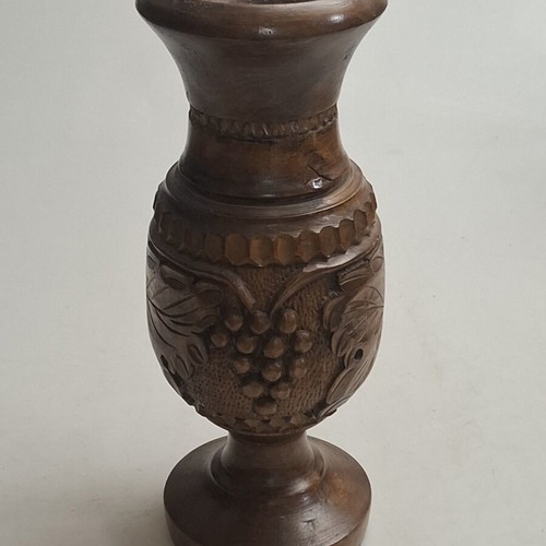 Ξύλινο βάζο vintage με θέμα Άμπελος σαν καινούργιο