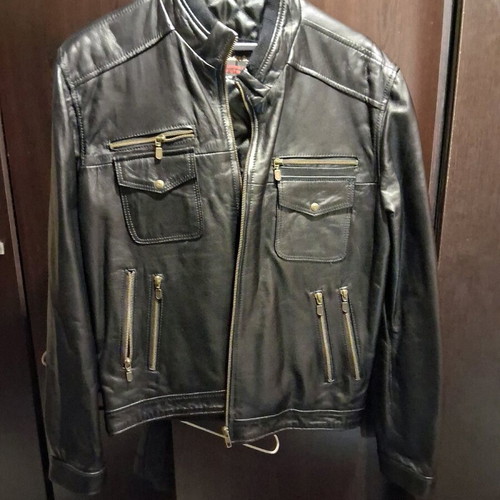 Leather jacket men's Hountalas like new, size Large, black