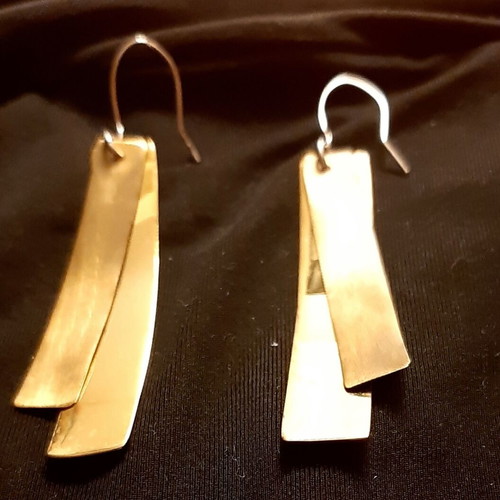 Iris Earrings new, silver 925 with copper, handmade