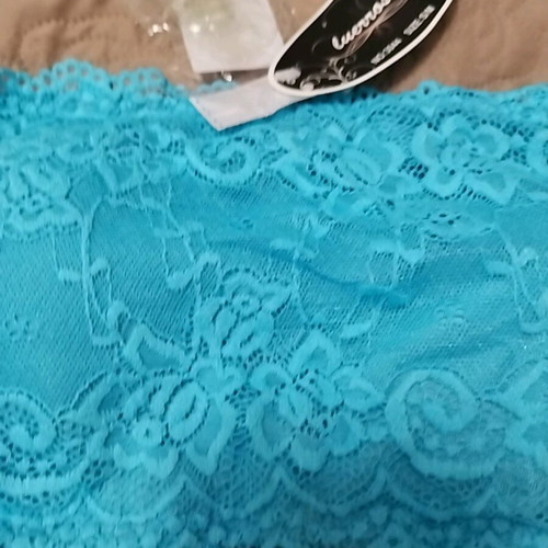 Turquoise lace strapless underwear new, size Small