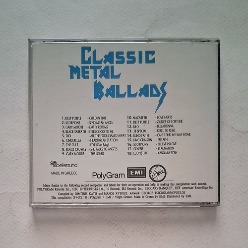 Classic Metal Ballads CD 1991, rock collection