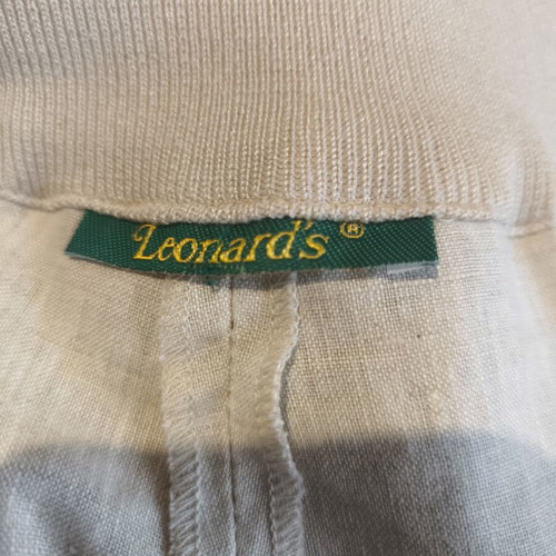 Leonard's linen suit with hood and lace, beige