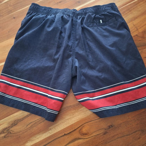 M&S Collection men's swim shorts used, navy red stripes, medium