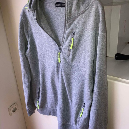 Unisex jacket gray with yellow cords size L like new