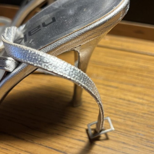 Nak silver sandals like new with strass, size 36