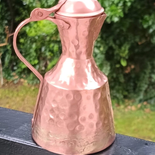 Copper coffee pot with hammered embossed surface like new