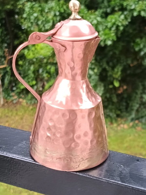 Copper coffee pot with hammered embossed surface like new