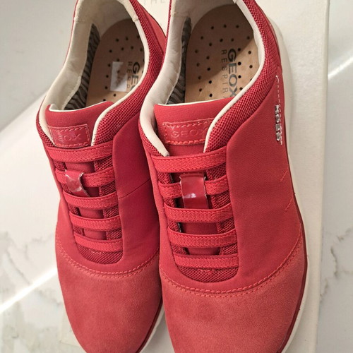 Geox children's shoes size 36 new, leather and fabric, red