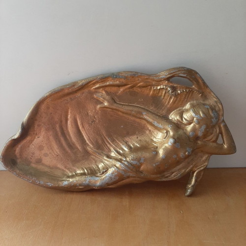 Art Nouveau decorative trinket dish used, cast metal