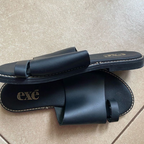 Exe black flat summer shoes size 38 like new