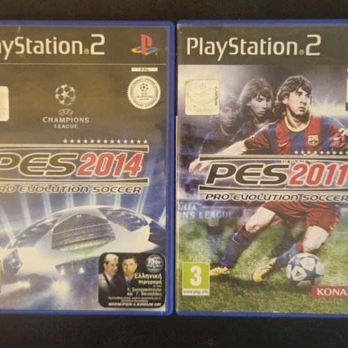 PES 2014 & PES 2011 PlayStation 2 games, Greek editions, complete in box