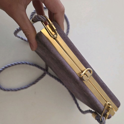 Vintage Purple Suede Evening Clutch with Rope Strap used