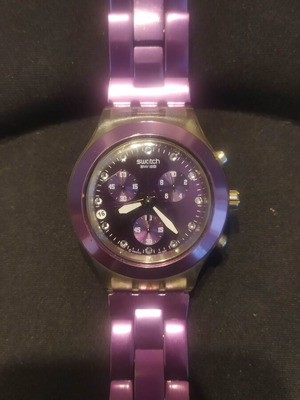 Swatch Irony Diaphane Chronograph 2008 used, purple anodized aluminum