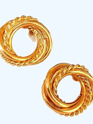 Earrings hoop motif new, stainless steel, gold color