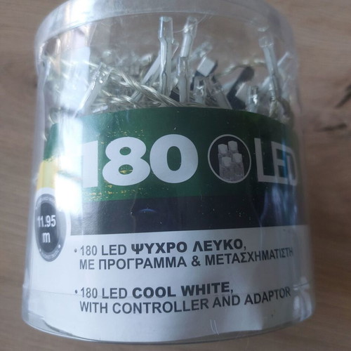 180 LED Cool White Lights with Controller and Adaptor like new