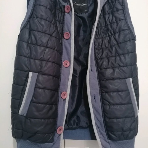 Calvin Klein sleeveless jacket used, blue, size XL with fabric hood