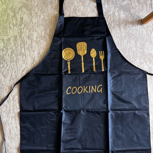 Chef apron new black waterproof with 2 pockets
