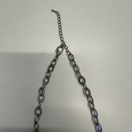 Women's silver necklace with black stone