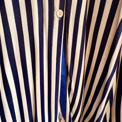 Midi striped shirt dress like new, white and blue, with belt