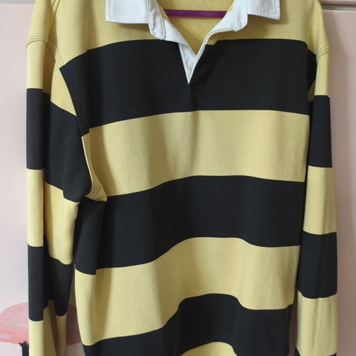 Striped two-tone shirt with collar Zara like new, black and yellow, size L