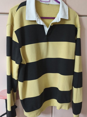 Striped two-tone shirt with collar Zara like new, black and yellow, size L