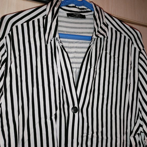 Striped long oversize shirt used