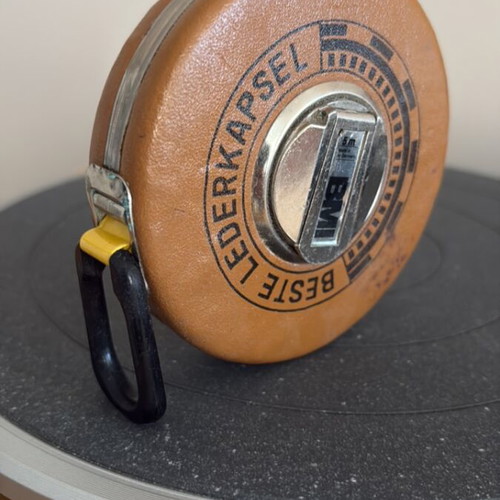 BMI 5m Leather Tape Measure, vintage German tool