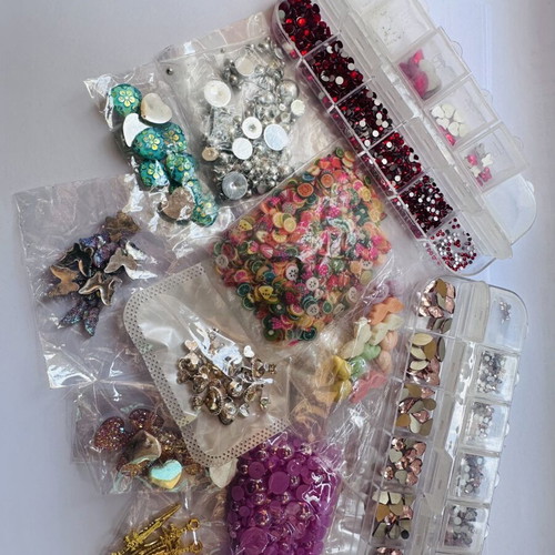 Nail charms like new with rhinestones and stickers