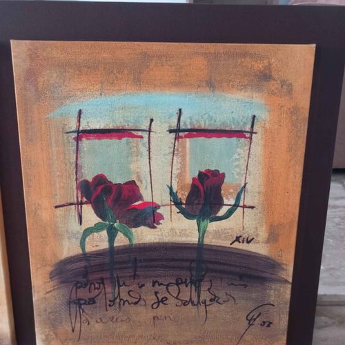 Triptych oil painting on canvas like new by Leys Gemma