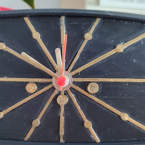 3d printed vintage desk clock, black with gold details