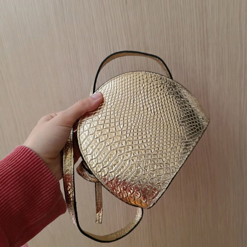 Leather cross body party bag gold croco new from Asos