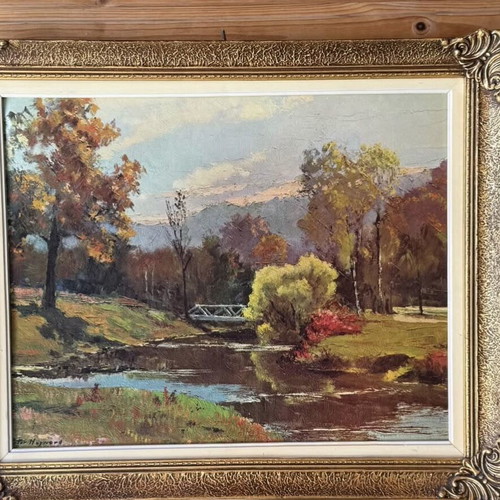 Vintage painting with gold frame used