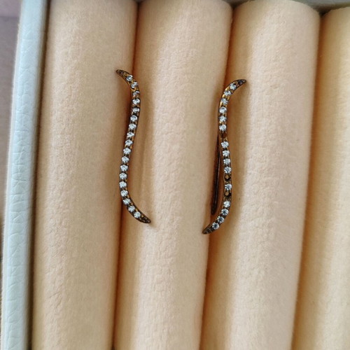 Silver 925 earrings with zircon used, pink gold color