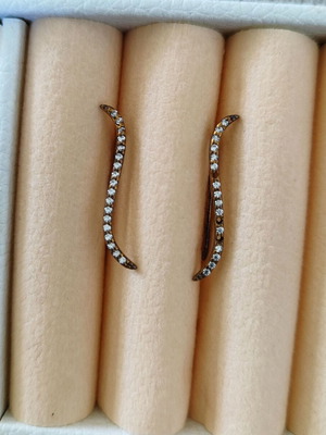 Silver 925 earrings with zircon used, pink gold color