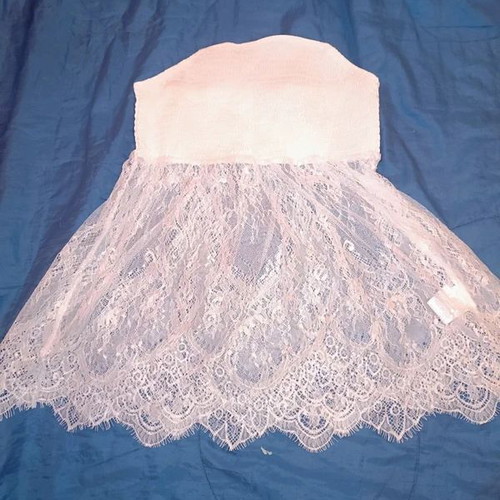 Shein White Strapless Top with Transparent Lace, New