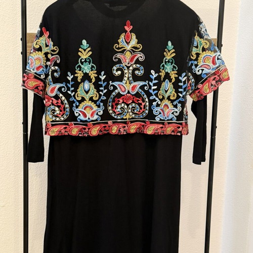 Celestino dress 2-piece set like new, black and colorful crop top